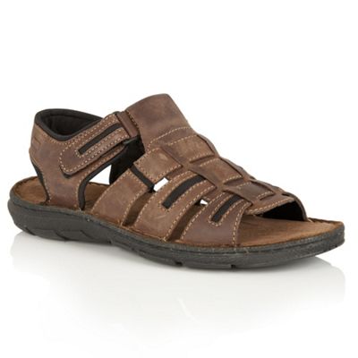 Lotus Since 1759 Brown leather 'Hugh' rip tape sandals